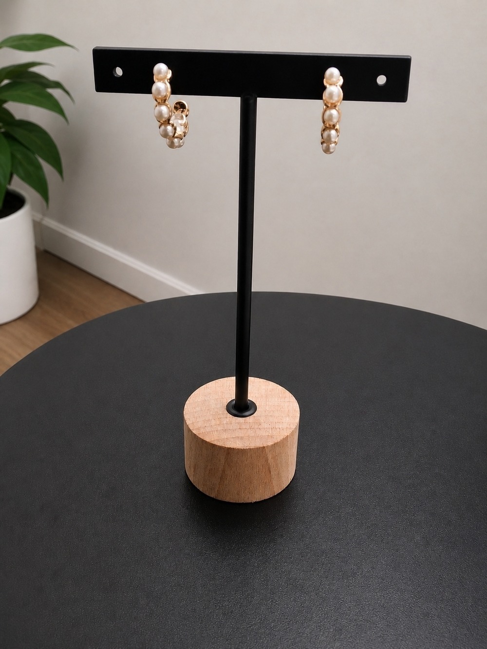 Women Gold Pearl Hoop Earrings
